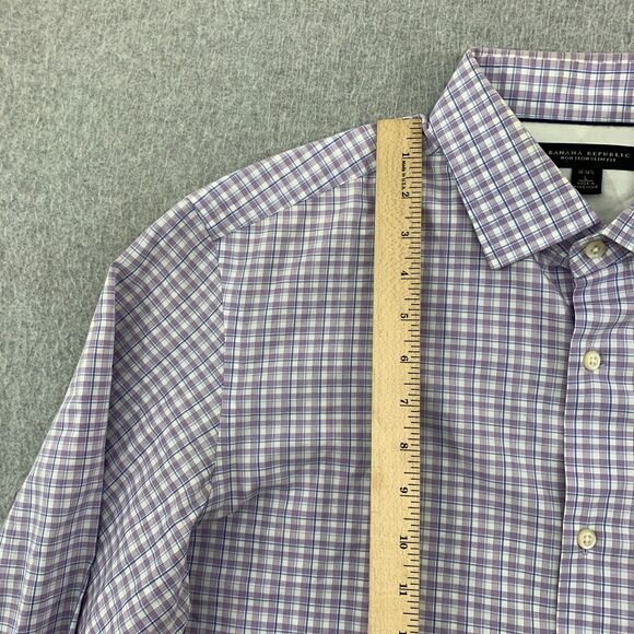 Banana Republic Button Up Shirt Mens Large 16-16 1/2 Plaid Non Iron Slim Fit - Picture 7 of 16